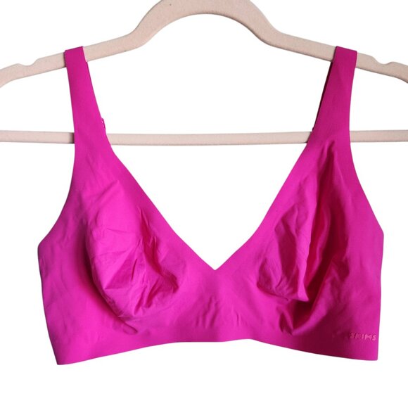 Skims Bra Pink XL Women's Naked Plunge Bra Fuchsia NEW Wireless Back Close - Picture 1 of 11